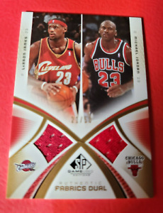 MICHAEL JORDAN LEBRON JAMES GAME USED JERSEY CARD #d21/50 2005 SP GAME USED GOLD