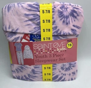 Girls Size S (7/8) Saint Eve 3-Piece Sleepwear Set Pajamas Hoodie Pink Purple - Picture 1 of 5