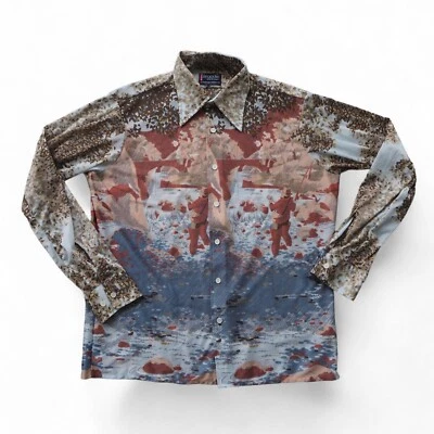 Brigade by Arrow European Taper Fit Vintage 70s "Fly Fishing" Long Sleeve Button - Image 1 of 4