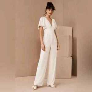 Sachin & Babi Women's Ivory BHLDN Emmie Satin Jumpsuit Sz 20W - Picture 1 of 13