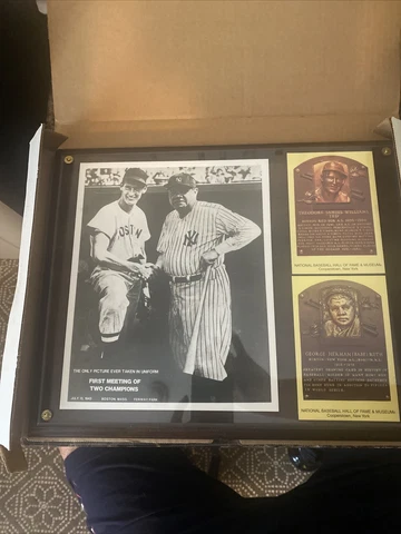 First Meeting Of Two champions Mlb H.O.F babe Ruth, Ted Williams Plaque Cover