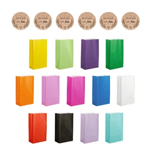 Colourful Paper Party Bags with Handmade with Love Stickers - Gift, Craft Kraft - Picture 1 of 72