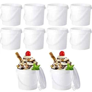 10 Pieces 0.5 Gallon 2 L Ice Cream Buckets with Lids Containers for Homemade - Picture 1 of 6