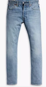 Levi Premium 501 ORIGINAL FIT SELVEDGE, GLASS HALF PULL- Medium Wash - 33X32 - Picture 1 of 6