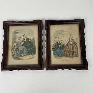2 Framed Victorian Print Miroir Des Modes by Anais Toudouze 7.5 by 9.5 inch VTG - Picture 1 of 23