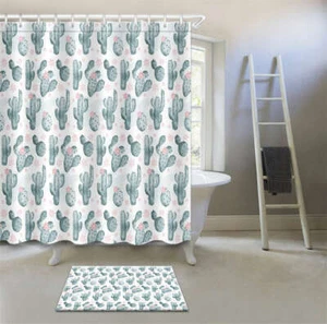 Dwarf Cactus Waterproof Bathroom Polyester Shower Curtain Liner Water Resistant - Imagen 1 de 8