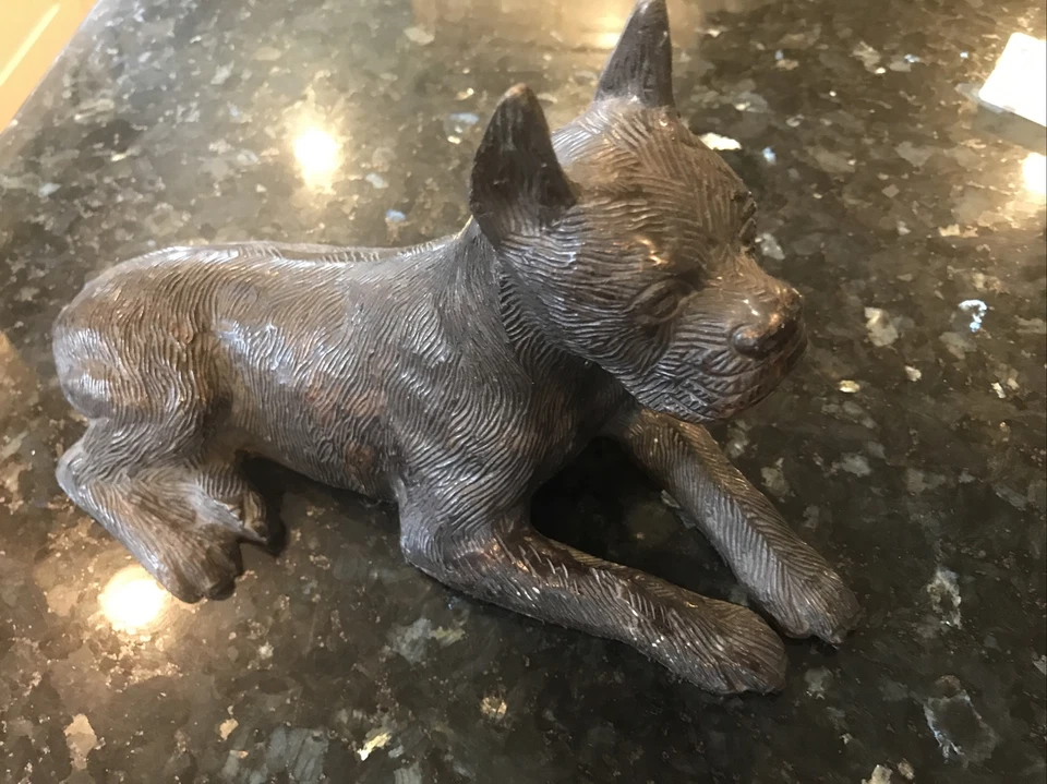 Antigua escultura de latón para mascota boxer perro sentado estatua coleccionable Foto 1 de 4