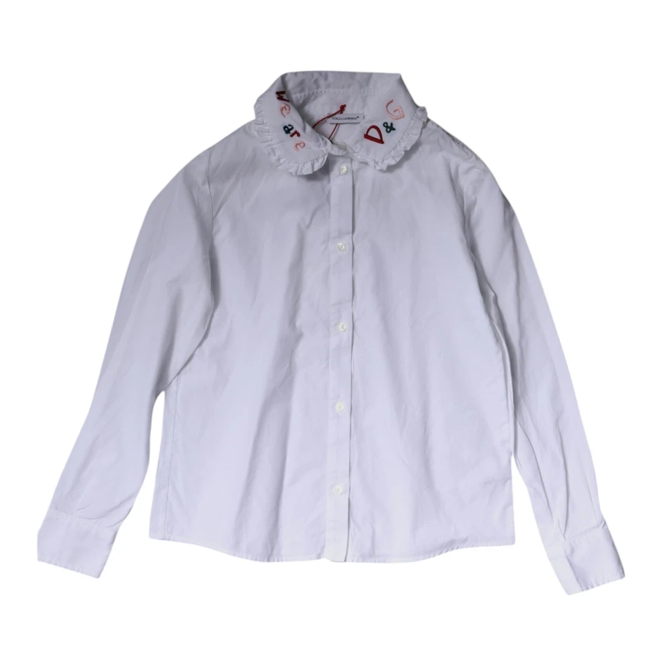 DOLCE & GABBANA Kids White Cotton Dress Shirt Long Sleeves s. Tag 8 Years 420usd - Image 1 of 4