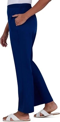 Petite Alfred Dunner Short Length Twill Pants, Women's SZ 8P, Navy NEW - Image 1 of 4