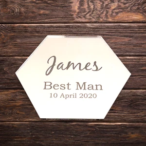 Hexagon Personalised Engraved Mirror Coasters - Picture 1 of 10