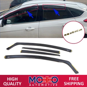 WIND RAIN SUN SMOKE DEFLECTORS BLACK FOR FORD FOCUS 3 HATCHBACK SALOON 2011-2018 - Picture 1 of 16