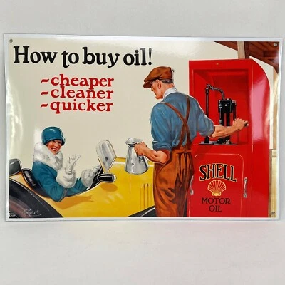 Xl Shell "How to Buy Oil!" Enamel Sign Enamel Sign 35x52cm - Image 1 of 4