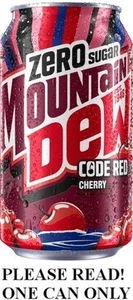 Mountain Dew Code Red ZERO 2025 FULL NEW 12oz Can American "Rush of Cherry" USA - Picture 1 of 1