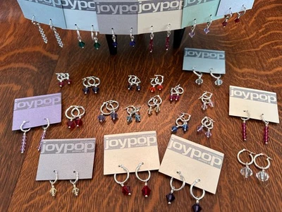 Pendientes de aro de plata de ley con cristales de Swarovski colgantes Foto 1 de 4