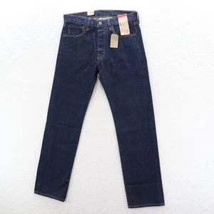 Levis 501 Jeans Mens 31x32 Blue Original Button Fly Stretch Dark Denim Grunge - Picture 1 of 14