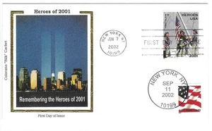 Combo Torres Gemelas Colorano Silk FDC 2002 45c Heroes of 2001 Sc# B2 - Imagen 1 de 1
