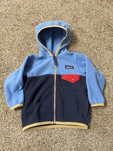 Patagonia Micro D Snap-T Fleecejacke Kleinkind Jungen 6-12M blau & rot durchgehender Reißverschluss - Bild 1 von 8