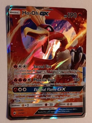 Pokémon TCG Ho-Oh GX Burning Shadows Holo Ultra Rare Card 21/147 NM - Image 1 of 2