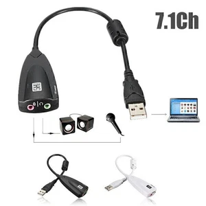 USB External Sound Card Virtual 7.1 Surround Mic Audio Adapter Cable Adaptor - Afbeelding 1 van 9