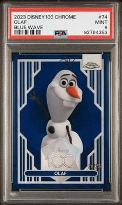 2023 Topps Chrome Disney 100 Olaf /23 Blue Wave PSA 9 - Image 1 of 3