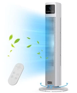 Tower Fan for Bedroom, Quiet Floor Fan with Remote, 90° Oscillating Fans with... - Picture 1 of 7