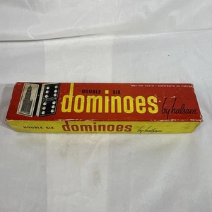 Vintage Double Six Wooden Dominoes Empire State Bldg Halsam Original Box - Used - Picture 1 of 3