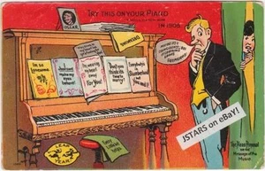 1908 LEAP YEAR POSTCARD, SHEET MUSIC ON UPRIGHT PIANO - Picture 1 of 1