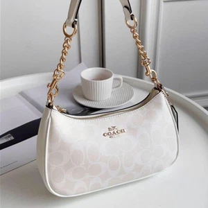 COACH CA548 White 2 Way Shoulder Bag Signature Coated Canvas Outlet - Picture 1 of 6