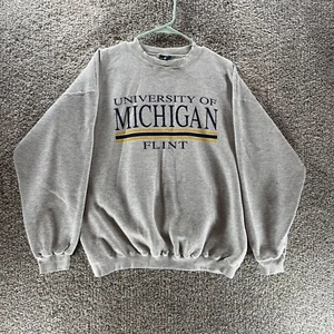 Michigan Wolverines Sweatshirt Mens Extra Large Gray Flint Campus Made In USA - Picture 1 of 10