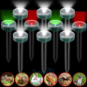 Solar Power Animal Ultrasonic Repellent Mice Gopher Mole Pest Snake Repeller LED - Picture 1 of 42