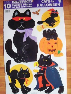 10 piezas Decoraciones de Halloween Flocadas Gatos Negros Vintage Eureka Nuevo de Lote Antiguo Foto 1 de 2