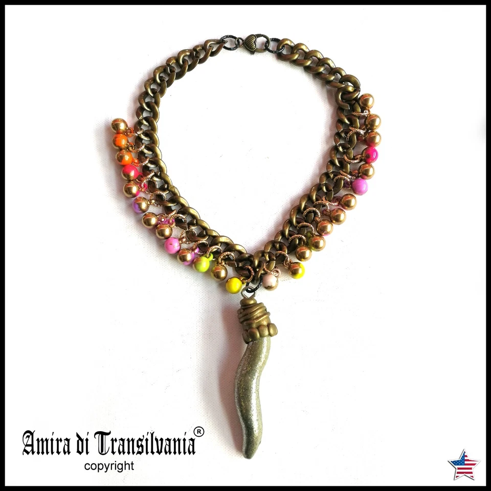 moda joyería mujer joyas collar colgante collar cadena pop diseño cuerno babero Foto 1 de 4