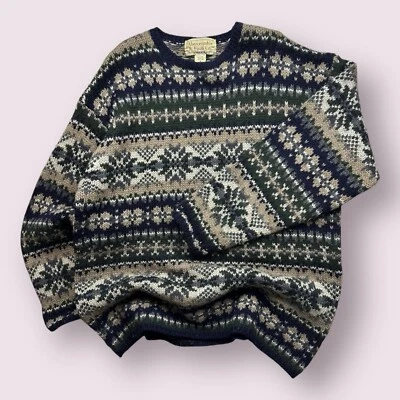 Vintage Men’s Abercrombie And Fitch Fair Isle Winter Sweater 90s Wool Size M - Image 1 of 4