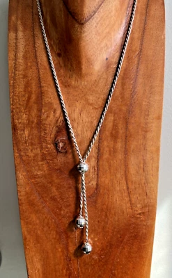 Cadena de cuerda italiana Milor de plata de ley con borla de bolas de discoteca colgantes 28" Foto 1 de 4