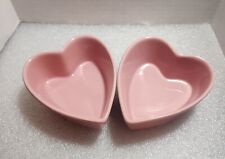 Vintage PINK Heart-shaped Candy Dish Bowl Ceramic Set of 2 HEART 