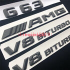 Matt Black G63 + Amg + V8 Biturbo Trunk Emblem Badge Sticker For Mercedes Benz