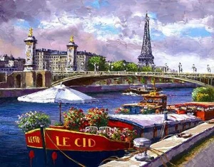 "ALONG THE SEINE" by SAM PARK! L/E GICLEE ON CANVAS! 14 x 18! PERFECT! - Picture 1 of 1