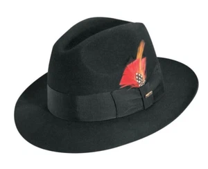 SCALA MENS BLACK WOOL FEDORA HAT XXL NEW SATIN LINED WINTER DRESS SUIT GODFATHER - Picture 1 of 3