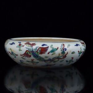 Chinese Old Porcelain Ming Dynasty Chenghua doucai Phoenix pattern Brush Washers
