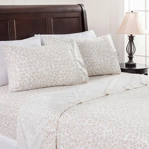 Premium Leopard Print Animal Patterned Queen Bed Sheet Set 4-Piece - 1 Flat 1 Fi - Picture 1 of 6