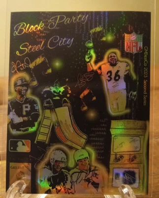 Jaromir Jagr Mario Lemieux Jerome Bettis Holographic Block Party /25 🎗SSP HTF🎗 - Image 1 of 4