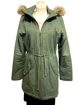 Chaqueta para mujer Gap talla XS verde militar utilitaria imitación piel capucha abrigo forrado sherpa Foto 1 de 4