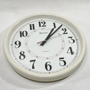 *RAR* Vintage Bulova White 12 inch Quartz Analog Wall C4562 Retro Taiwan* - Bild 1 von 6