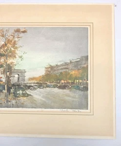 Charles Blondin 1913-1991 Champ Elysees Paris Straßenszene signiert #`d Druck - Bild 1 von 7