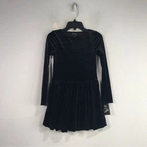 Art Class Long Sleeve Pleated Velour Dress, Girl's Size M 8 - black - Picture 1 of 10