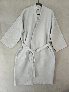 Accappatoio Chakir lino waffle spa lusso kimono cravatta turca taglia grande/taglia unica grigio - Foto 1 di 9