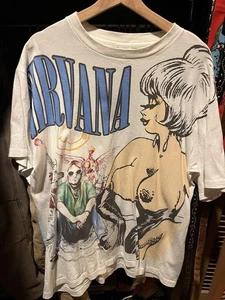 RARE Vintage Nirvana Kurt Cobain AOP Wild Oats USA Single Stitch Shirt Men’s XL - Bild 1 von 3