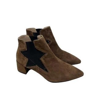 LODI Brown Suede Star Heeled Chelsea Boots Size 36 US 6-6.5 - Picture 1 of 10