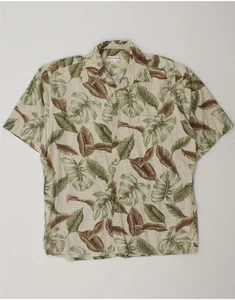 PIERRE CARDIN Mens Short Sleeve Shirt Large Beige Floral Cotton BX06 - Picture 1 of 3