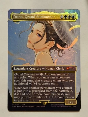 Yuna Grand Summoner Promo 0001 Final Fantasy MTG Borderless Foil Magic Gathering - Image 1 of 2